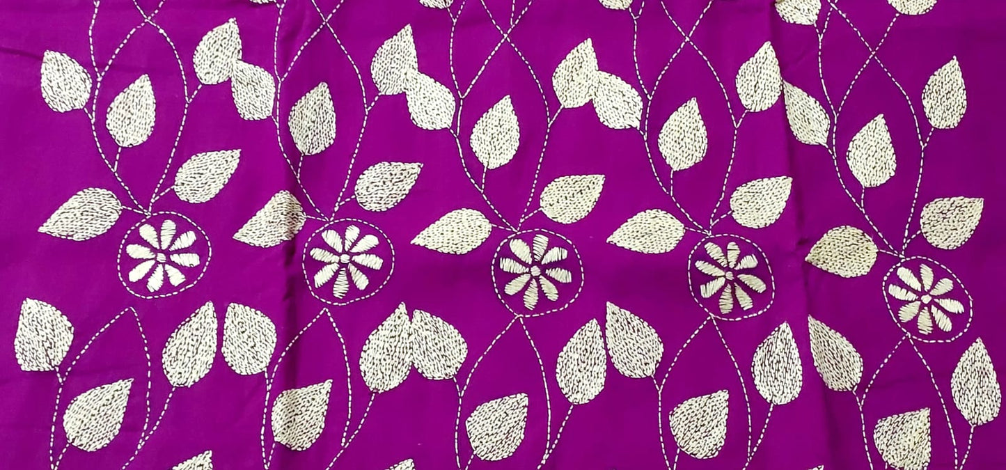 Hand Embroidered Pure Cotton Kantha Kurti Fabric
