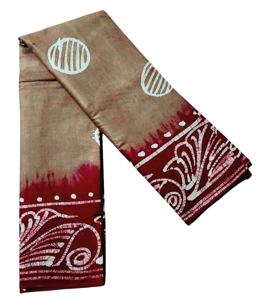 Pure Soft Cotton Batik Block Printed Saree