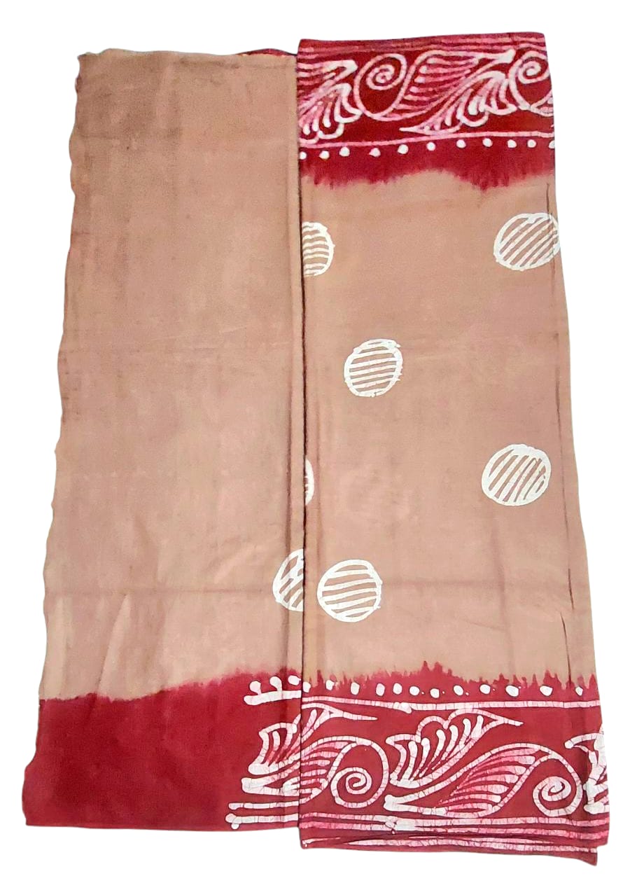 Pure Soft Cotton Batik Block Printed Saree