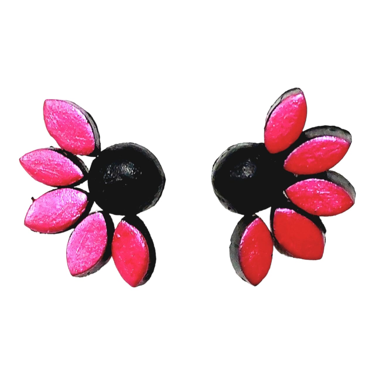 Floral Design Terracotta Stud Earrings