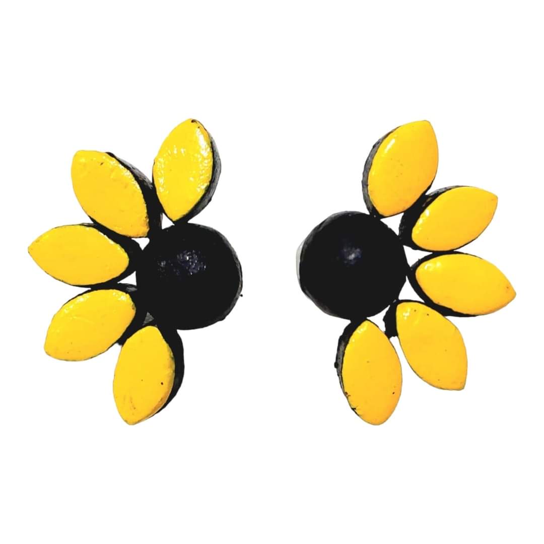 Floral Design Terracotta Stud Earrings