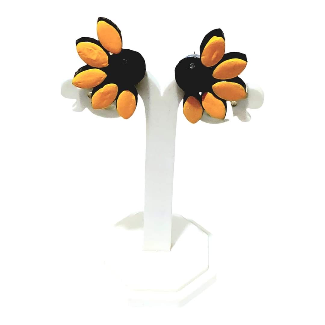 Floral Design Terracotta Stud Earrings