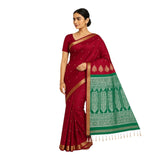 Women's Bomkai Silk Saree with Meenakari Thread & Golden Zari Work