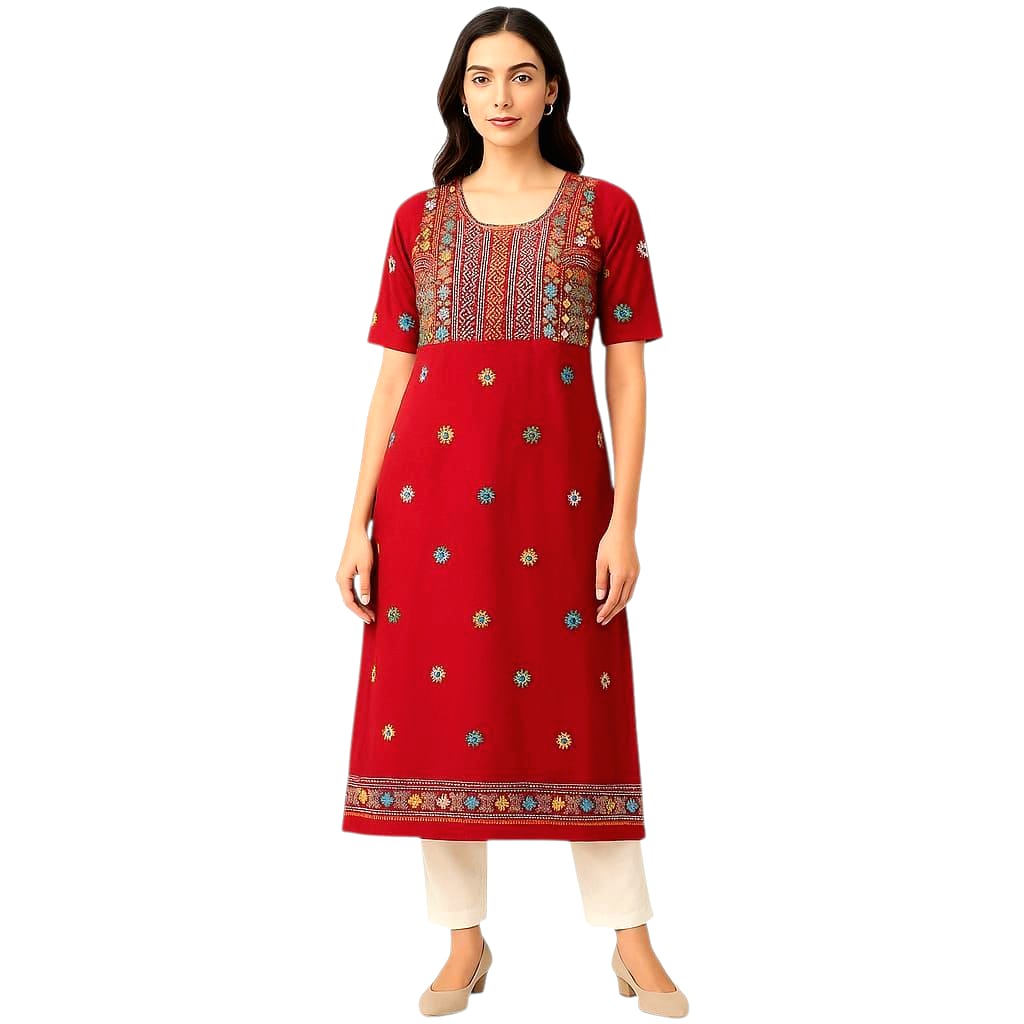 Pure Cotton Lambani Hand-Embroidered Kurti Piece