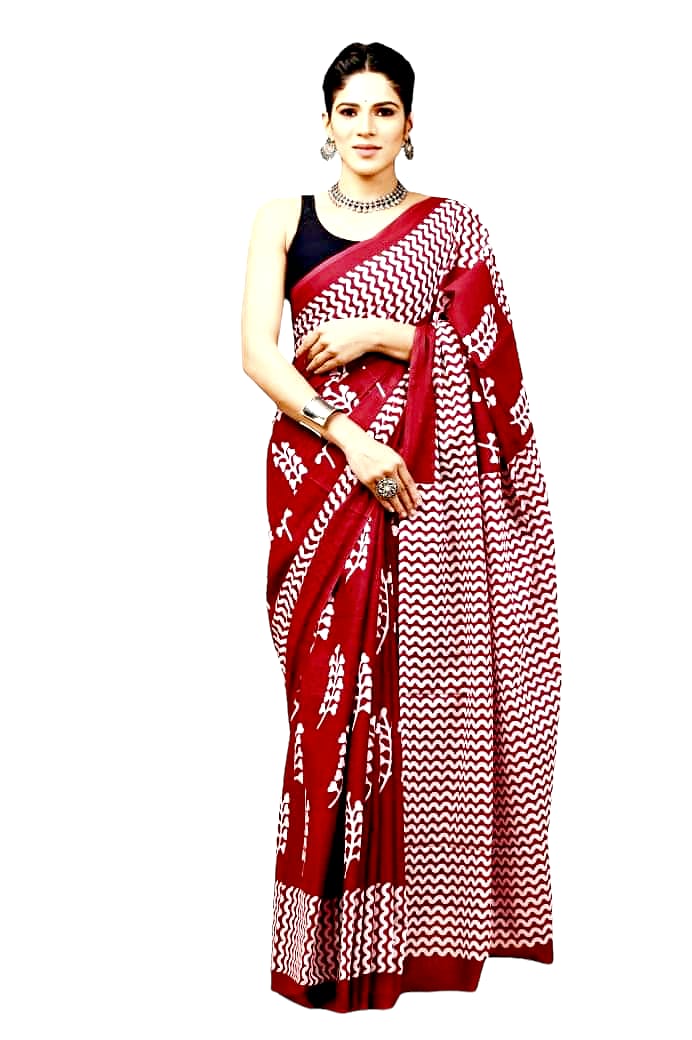 Pure Soft Cotton Hand Block Printed Sarees