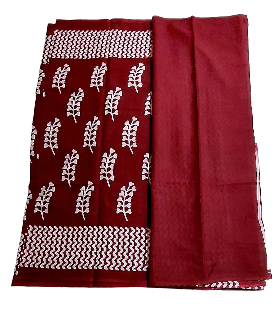 Pure Soft Cotton Hand Block Printed Sarees