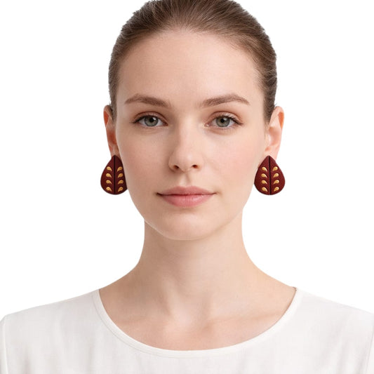 Purely Handmade Lightweight Waterdrop Shaped Terracotta Stud Earrings