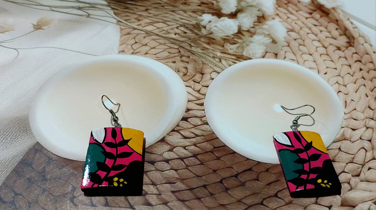 Purely Handmade & Handpainted Bamboo Earrings