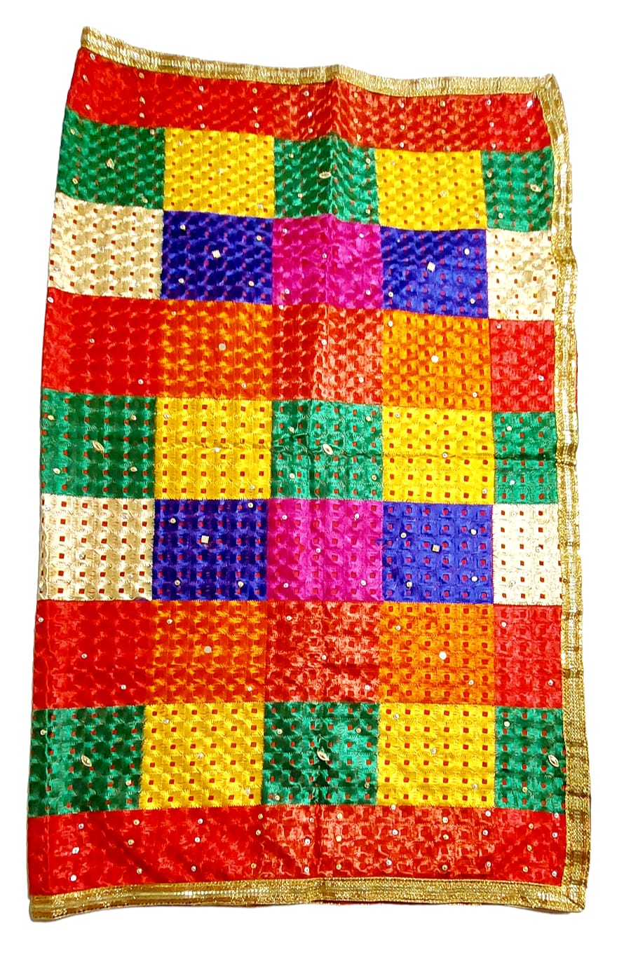 Phulkari Embroidered Chinon Dupatta