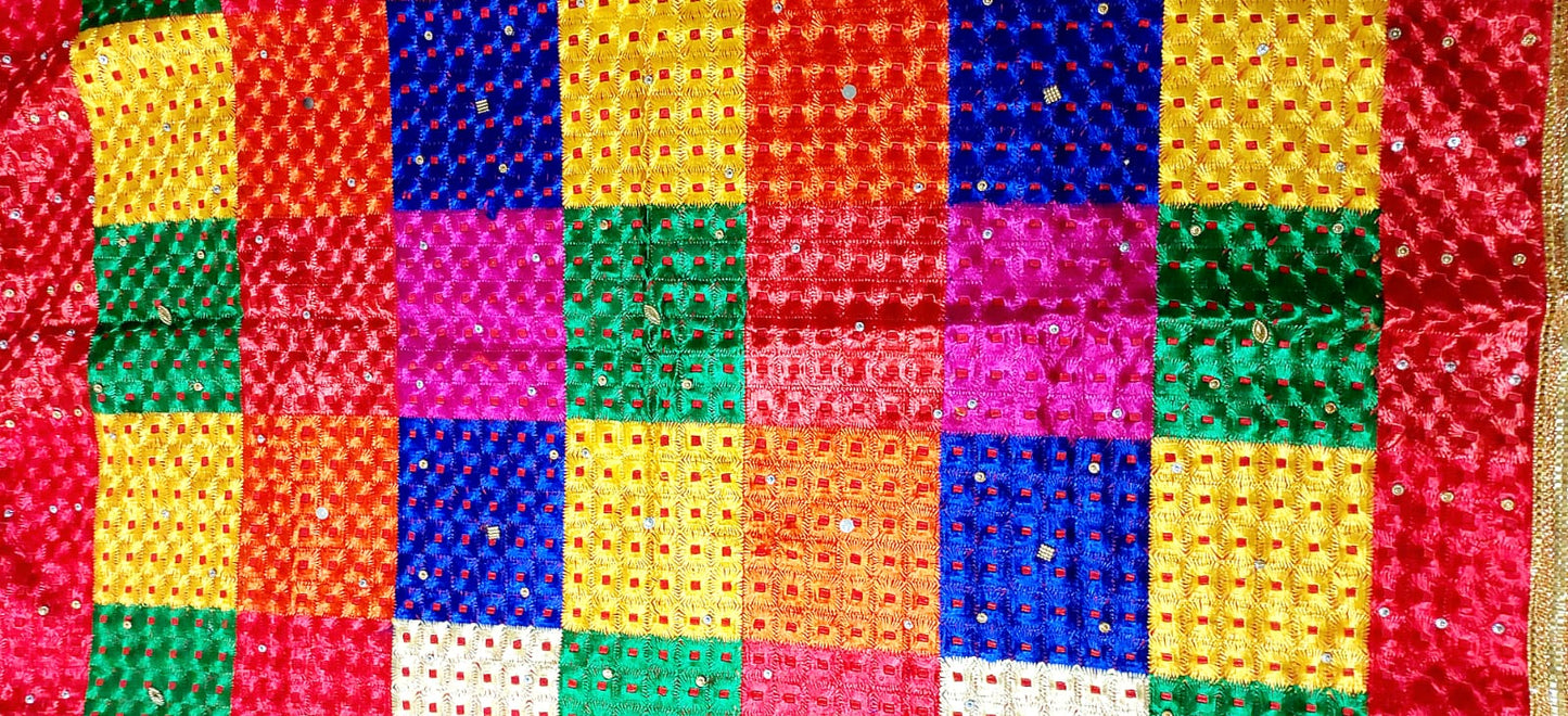 Phulkari Embroidered Chinon Dupatta