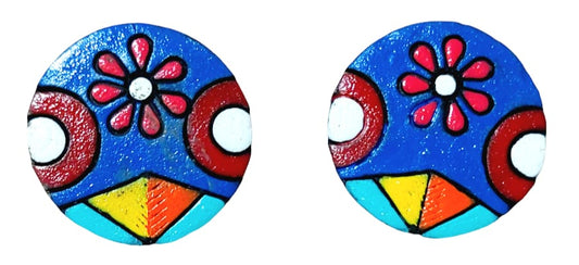 Purely Handmade Round Shaped Terracotta Stud Earrings