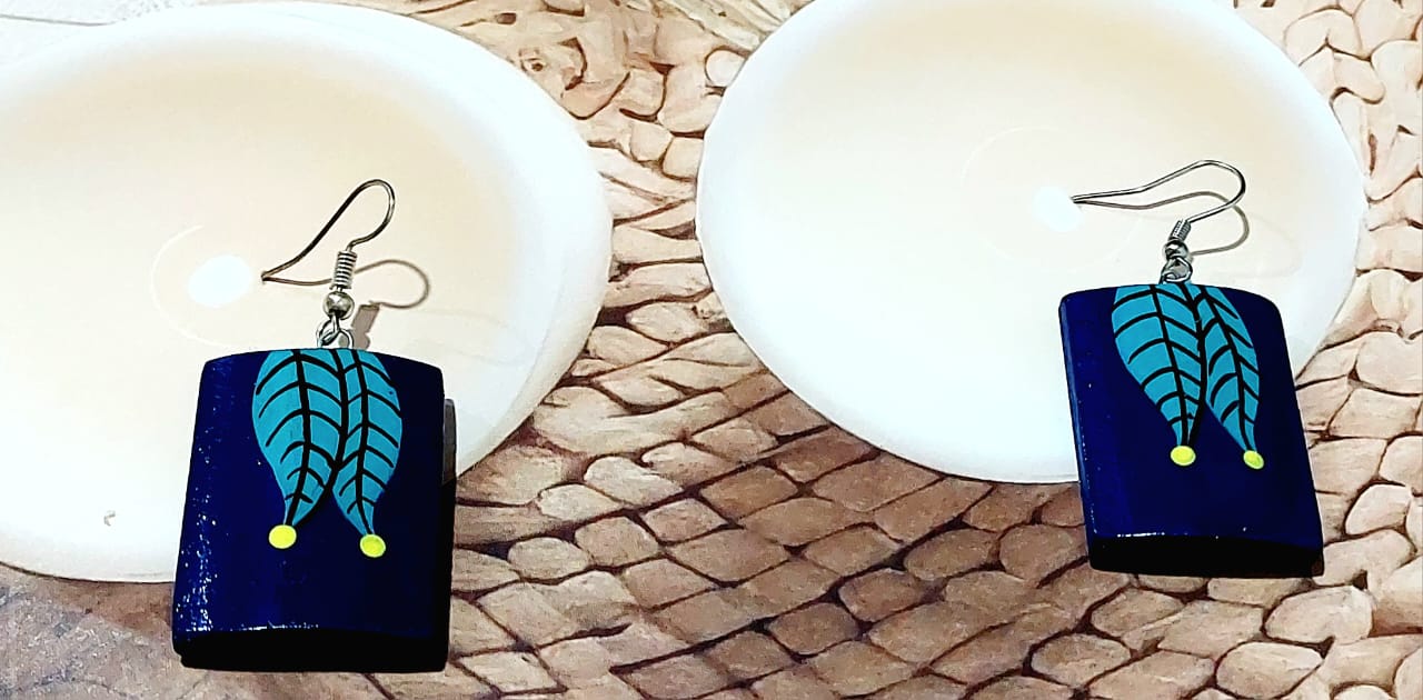 Purely Handmade & Handpainted Bamboo Earrings