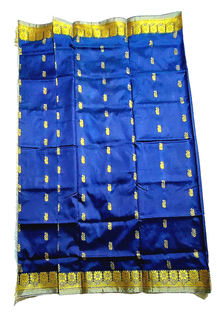 Women's Bomkai Silk Saree with Meenakari Thread & Golden Zari Work