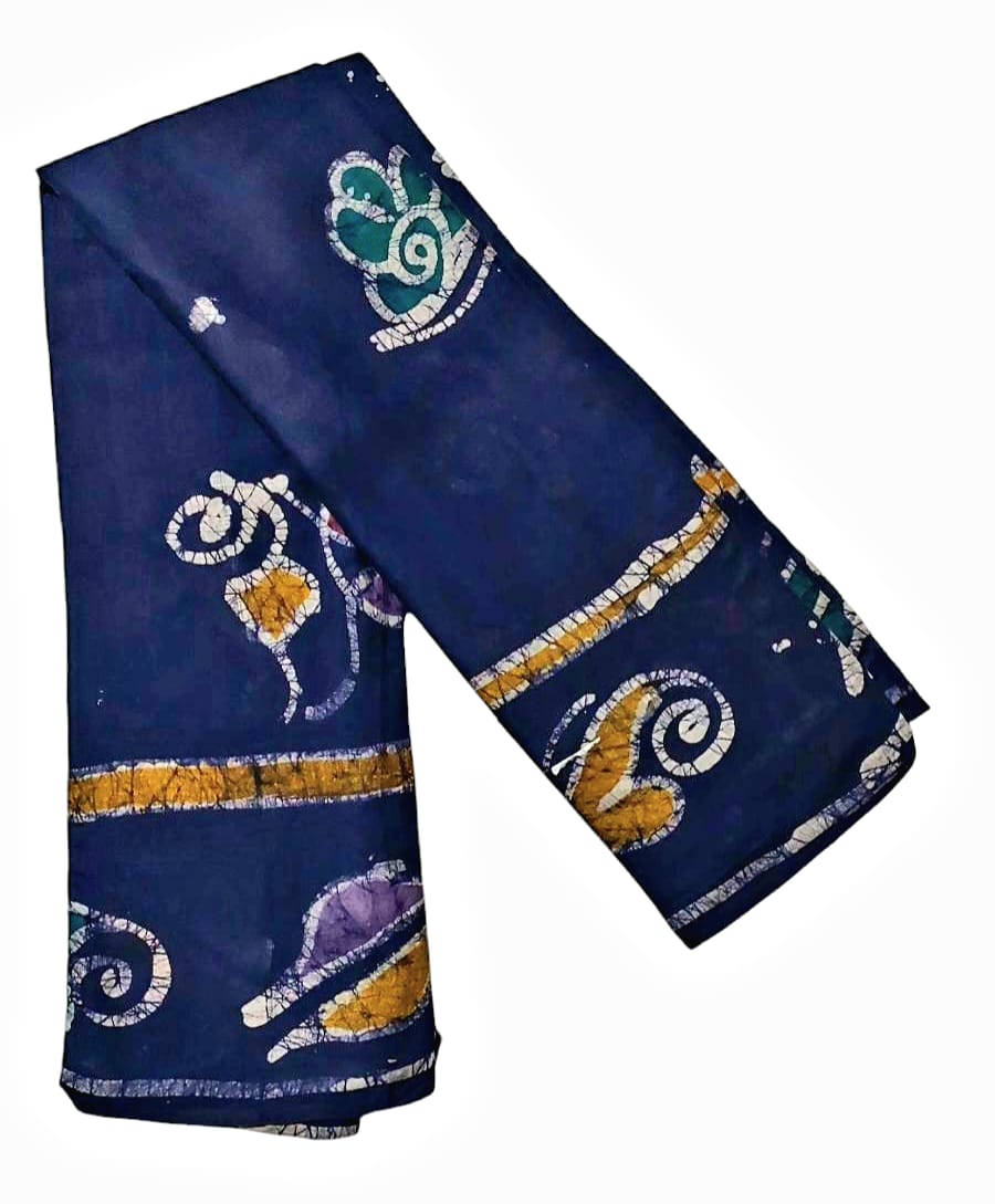 Pure Soft Cotton Batik Block Printed Saree