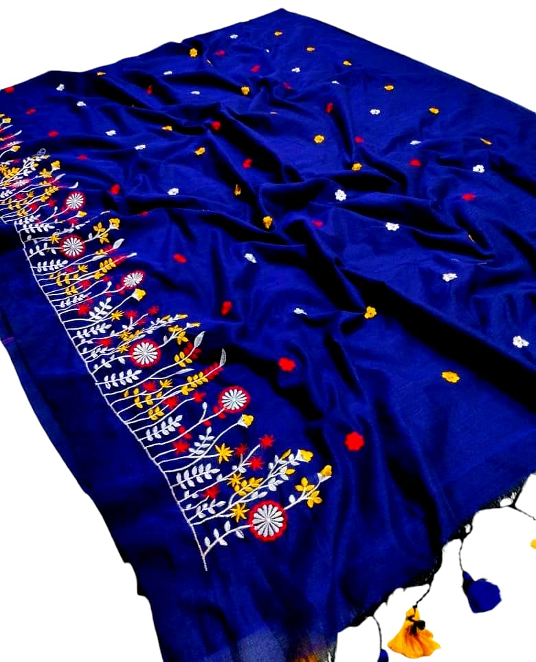 Fash Weave Khadi Embroidered Saree for Women and Girls | A Timeless Fusion of Traditional Craftsmanship and Contemporary Elegance, Perfect for Every Special Occasion