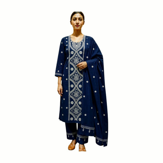 Premium Pure Cotton Unstitched Hand Embroidered Suit Piece