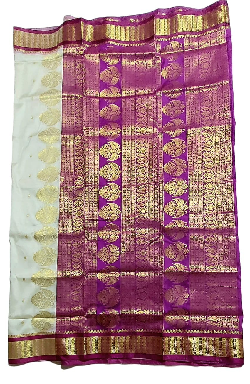 Women's Bomkai Silk Saree with Meenakari Thread & Golden Zari Work