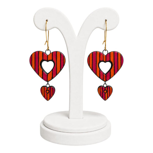Lightweight Terracotta Heart Shaped Earrings(Danglers)