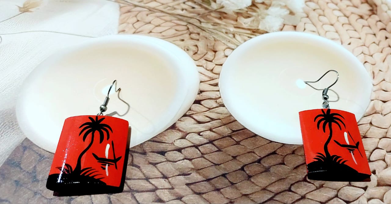 Purely Handmade & Handpainted Bamboo Earrings