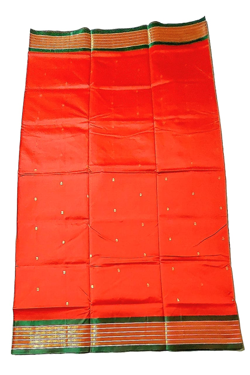 Women's Bomkai Silk Saree with Meenakari Thread & Golden Zari Work