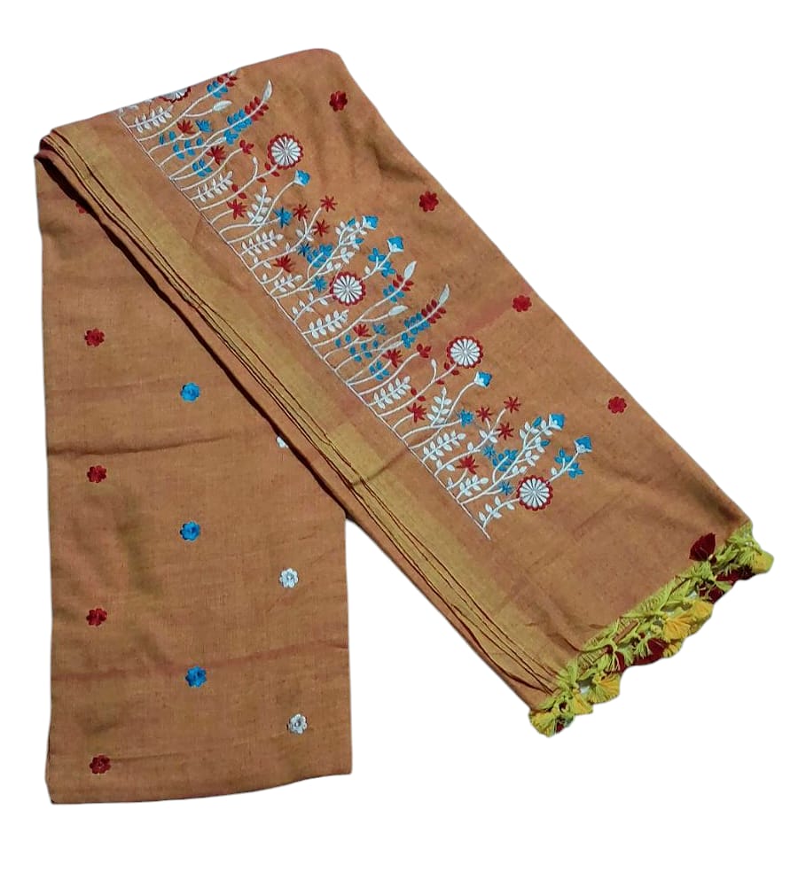 Fash Weave Khadi Embroidered Saree for Women and Girls | A Timeless Fusion of Traditional Craftsmanship and Contemporary Elegance, Perfect for Every Special Occasion