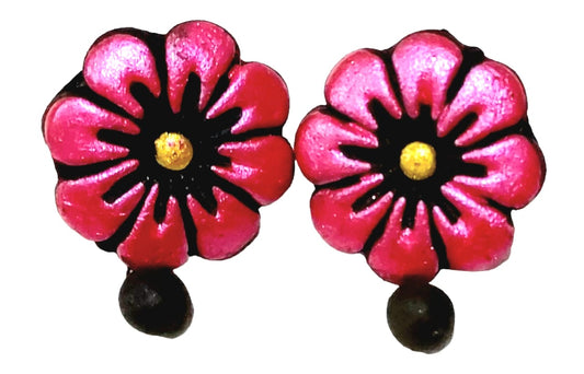 Floral Design Terracotta Stud Earrings