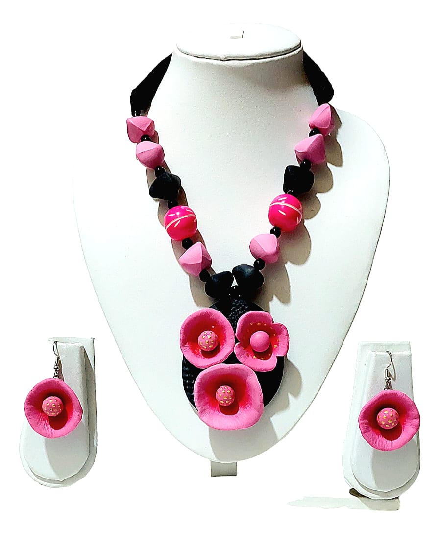 Purely Handmade Clay Jewellery Sets (With Earrings) for Women & Girls