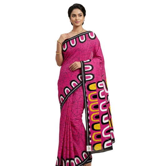 Pure Handloom Cotton Block Printed Saree