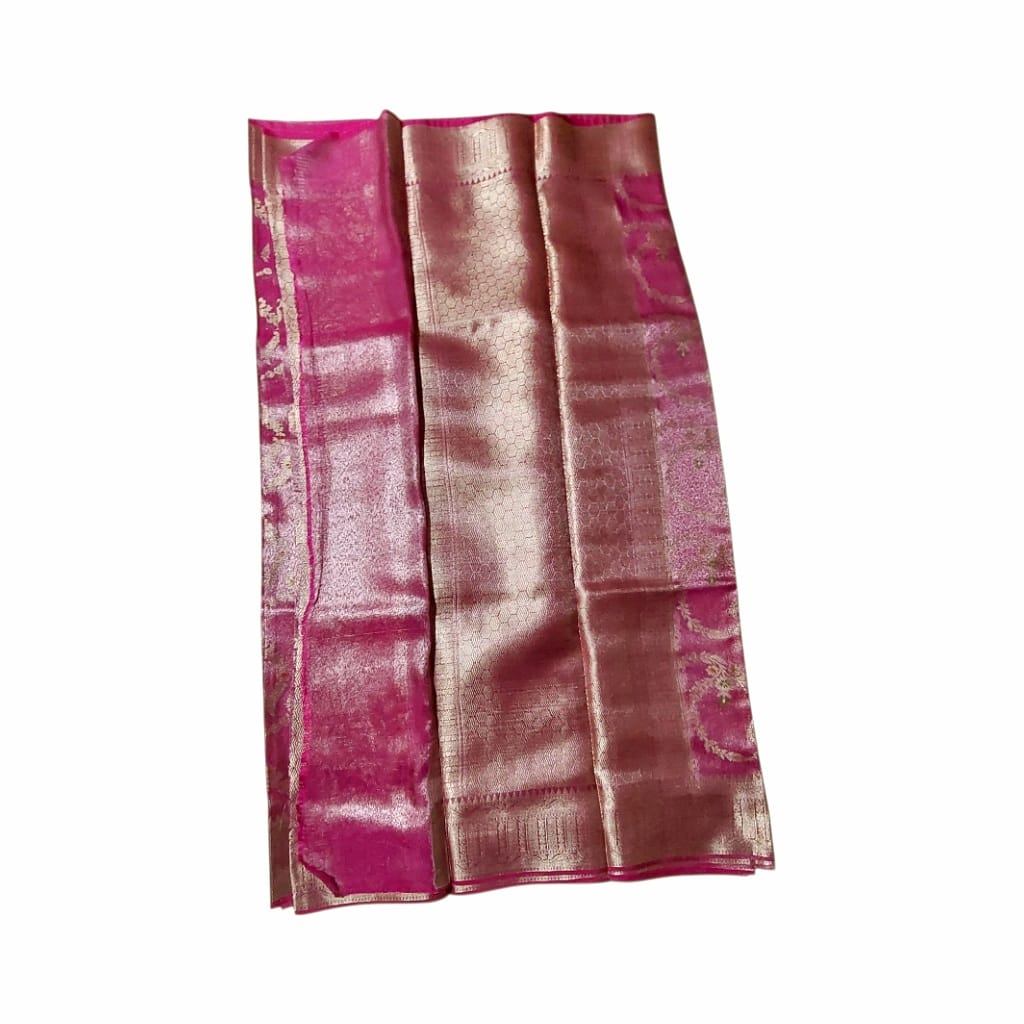 Pink Soft Silk Saree With Silver Zari