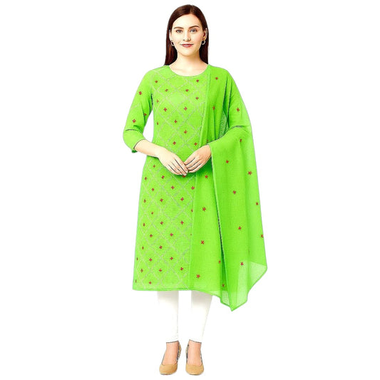 Kota Doria Embroidered 2 Pieces Suit Set