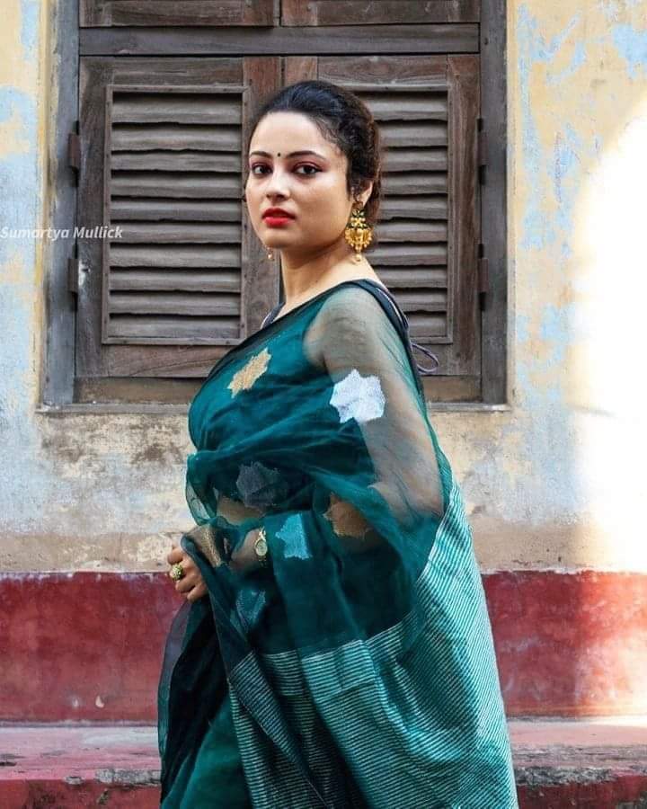 Matka Muslin Sarees With Copper & Silver Zari Work For Women & Girls