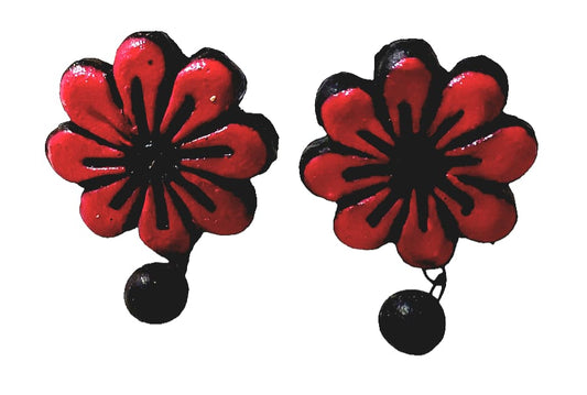 Floral Design Terracotta Stud Earrings