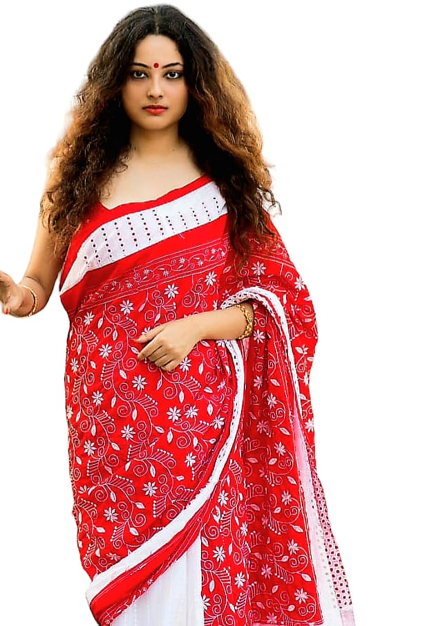 Pure Kantha Embroidered Hakoba Sarees