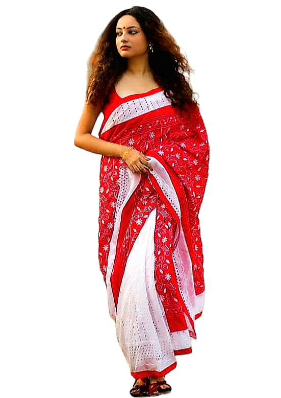 Pure Kantha Embroidered Hakoba Sarees