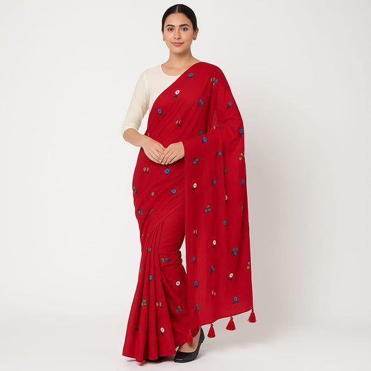 Soft Lightweight Floral Embroidered Sarees