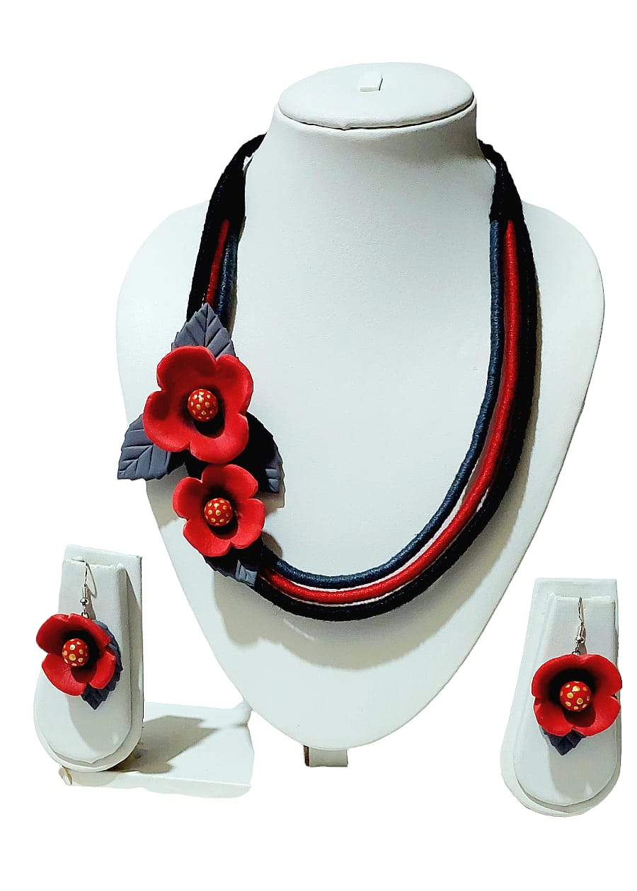 Purely Handmade Clay Jewellery Sets (With Earrings) for Women & Girls