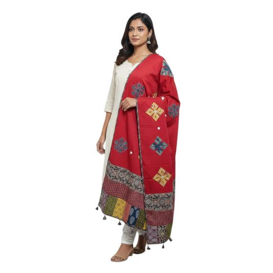 Elegant Ajrakh Hand Block Printed Cotton Dupatta