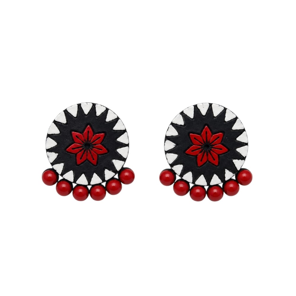 Lightweight Round Shaped Terracotta Stud Earrings