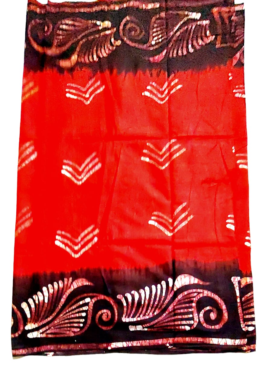 Pure Soft Cotton Batik Block Printed Saree