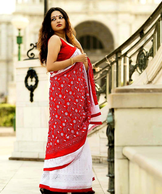 Pure Kantha Embroidered Hakoba Sarees