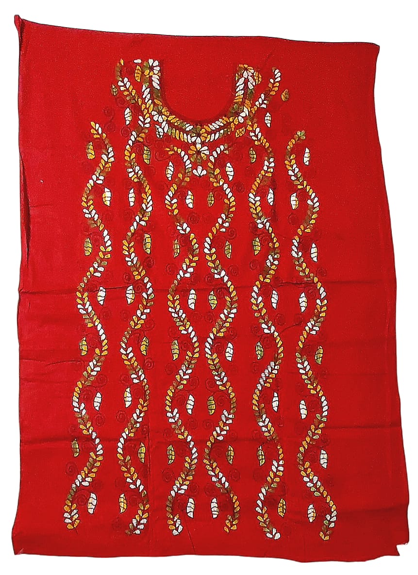 Purely Hand Embroidered Kantha Work Premium Pure Cotton Suit (3) Piece (Unstitched)