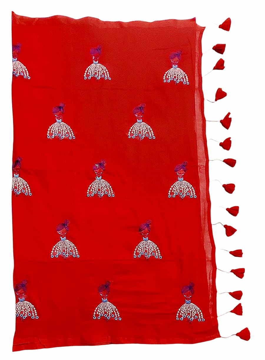 Soft Lightweight Pure Cotton Embroidered Sarees