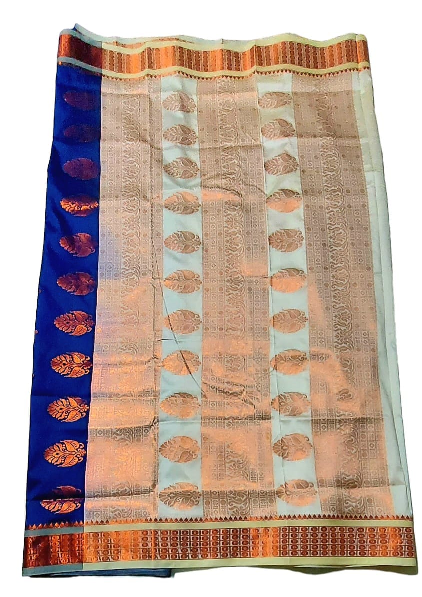Women's Bomkai Silk Saree with Meenakari Thread & Golden Zari Work