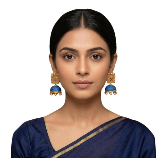Terracotta Dual Coloured Dome Shaped Dangler Jhumka (Earrings)