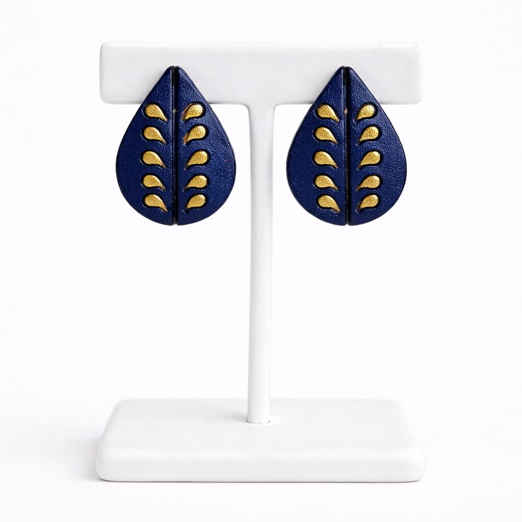 Purely Handmade Lightweight Waterdrop Shaped Terracotta Stud Earrings