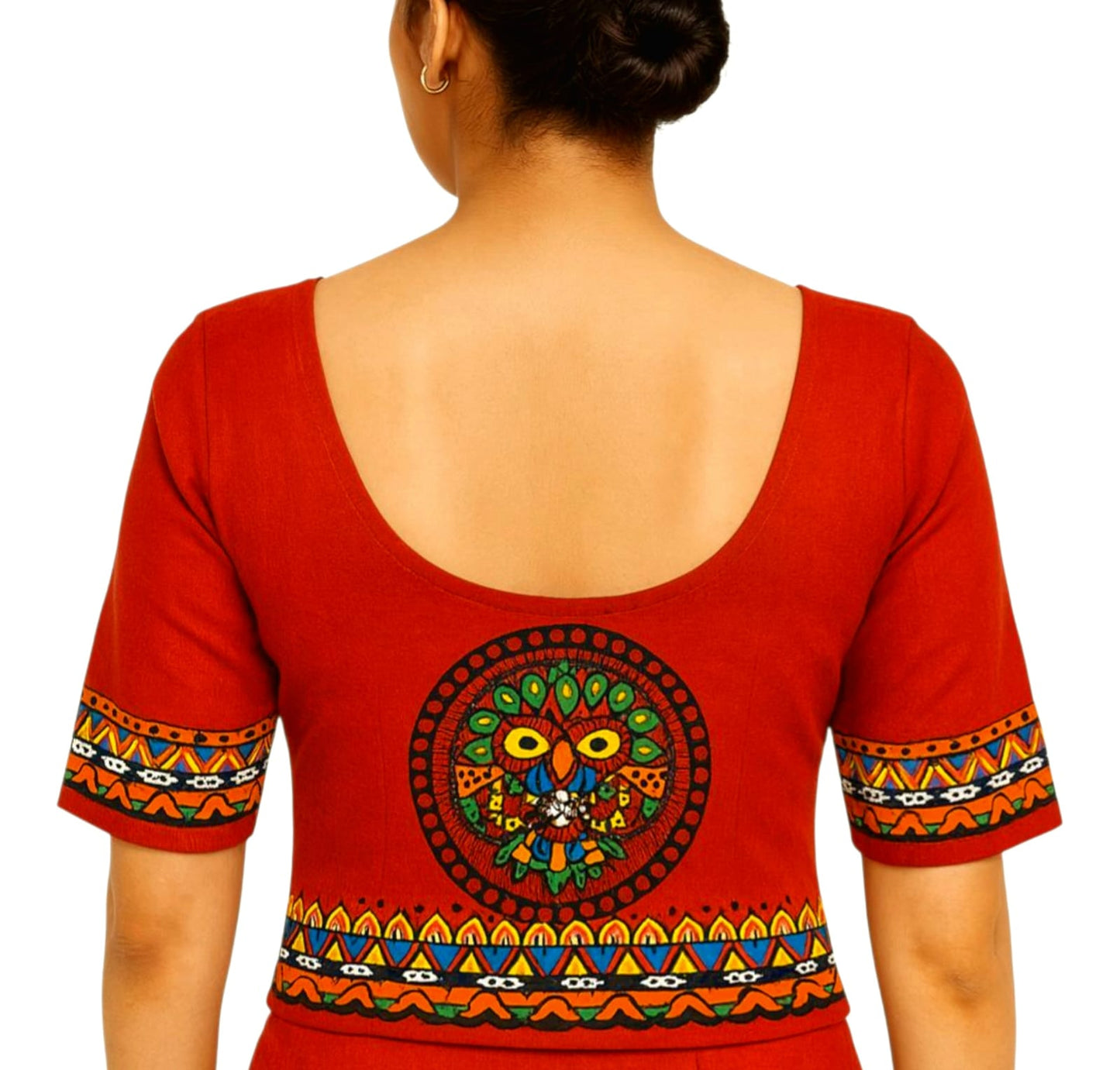Fash Weave Cotton Silk Madhubani Hand-Painted Blouse Pieces for Women & Girls | Elegant Artisanal Designs Combining Traditional Craftsmanship and Modern Fashion