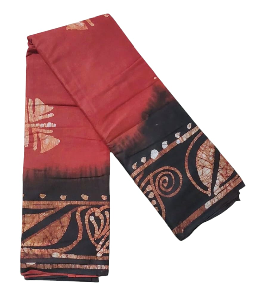 Pure Soft Cotton Batik Block Printed Saree