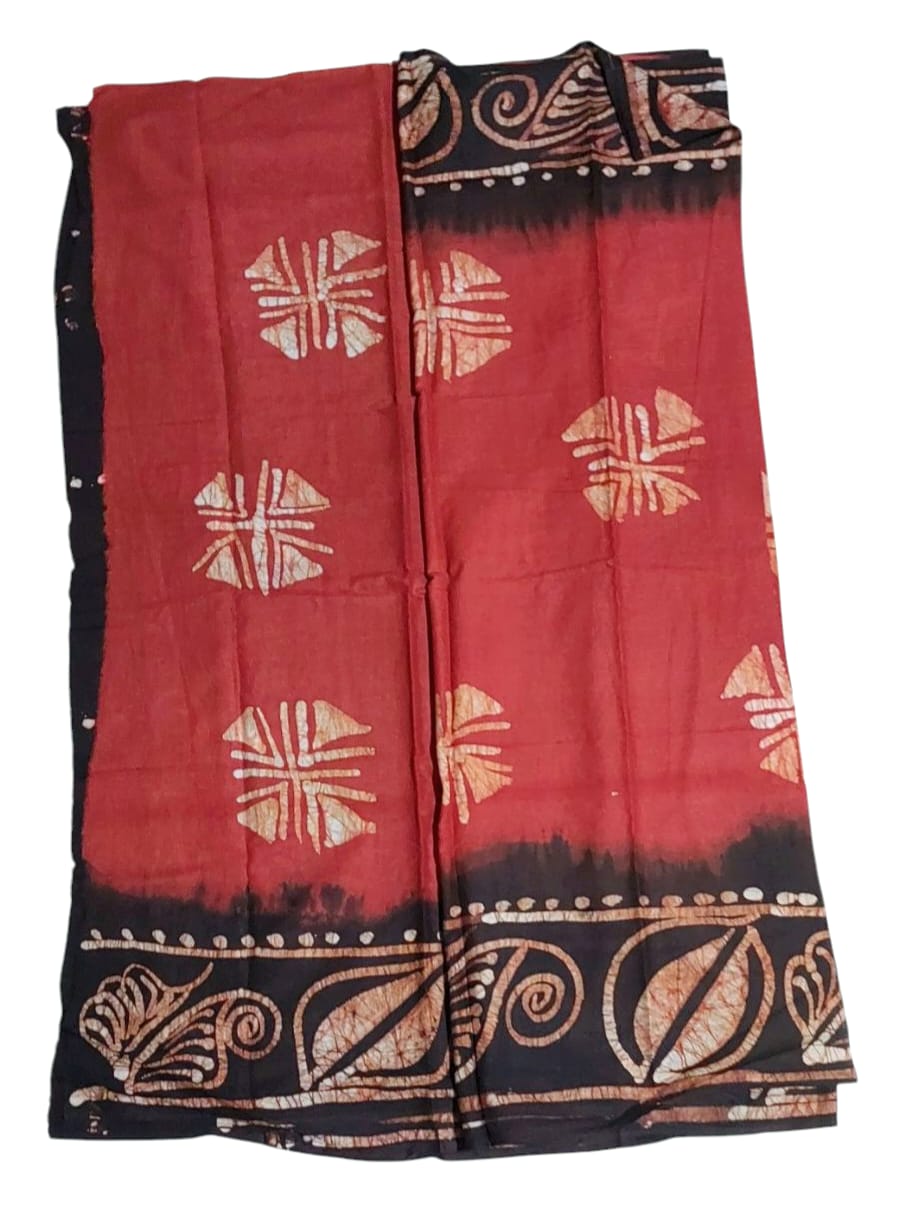 Pure Soft Cotton Batik Block Printed Saree