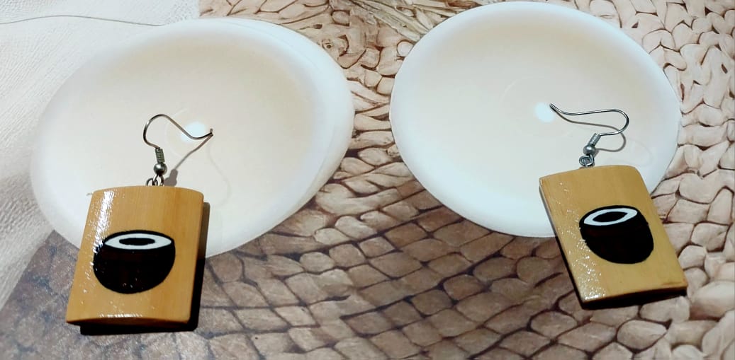 Purely Handmade & Handpainted Bamboo Earrings