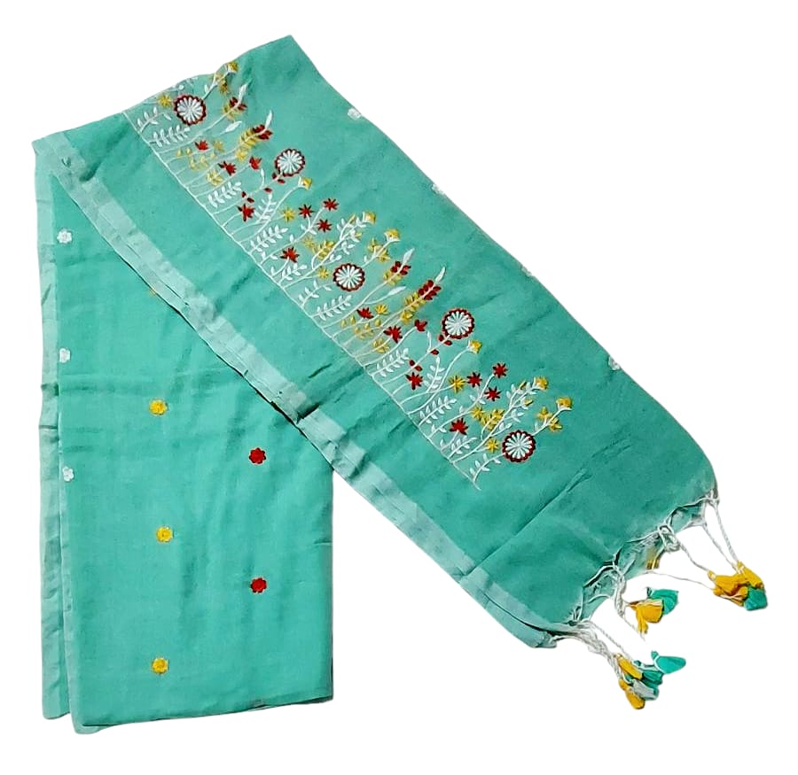 Fash Weave Khadi Embroidered Saree for Women and Girls | A Timeless Fusion of Traditional Craftsmanship and Contemporary Elegance, Perfect for Every Special Occasion